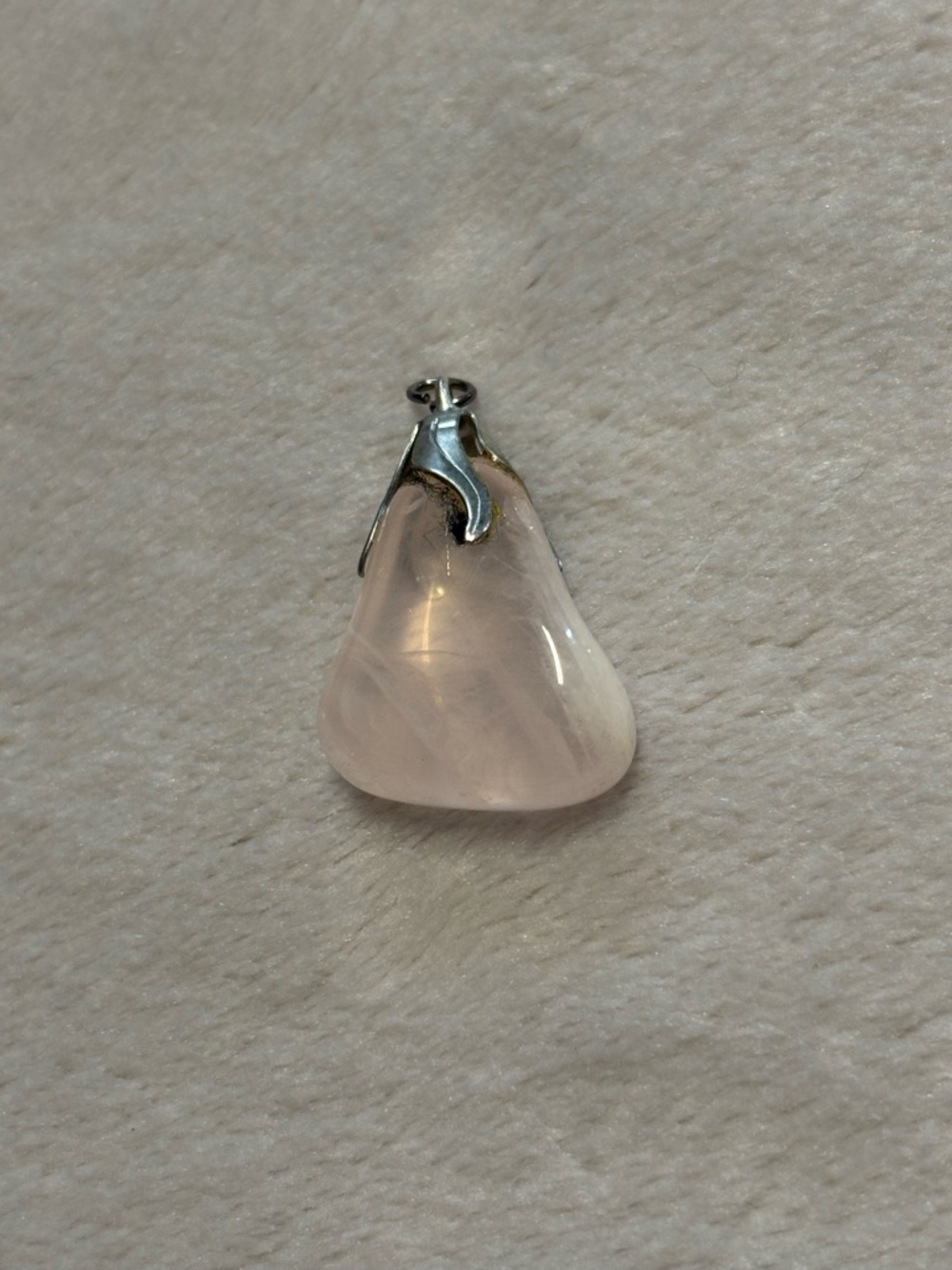 Sterling-Style Rose Quartz Pendant Necklace - Soft Pink